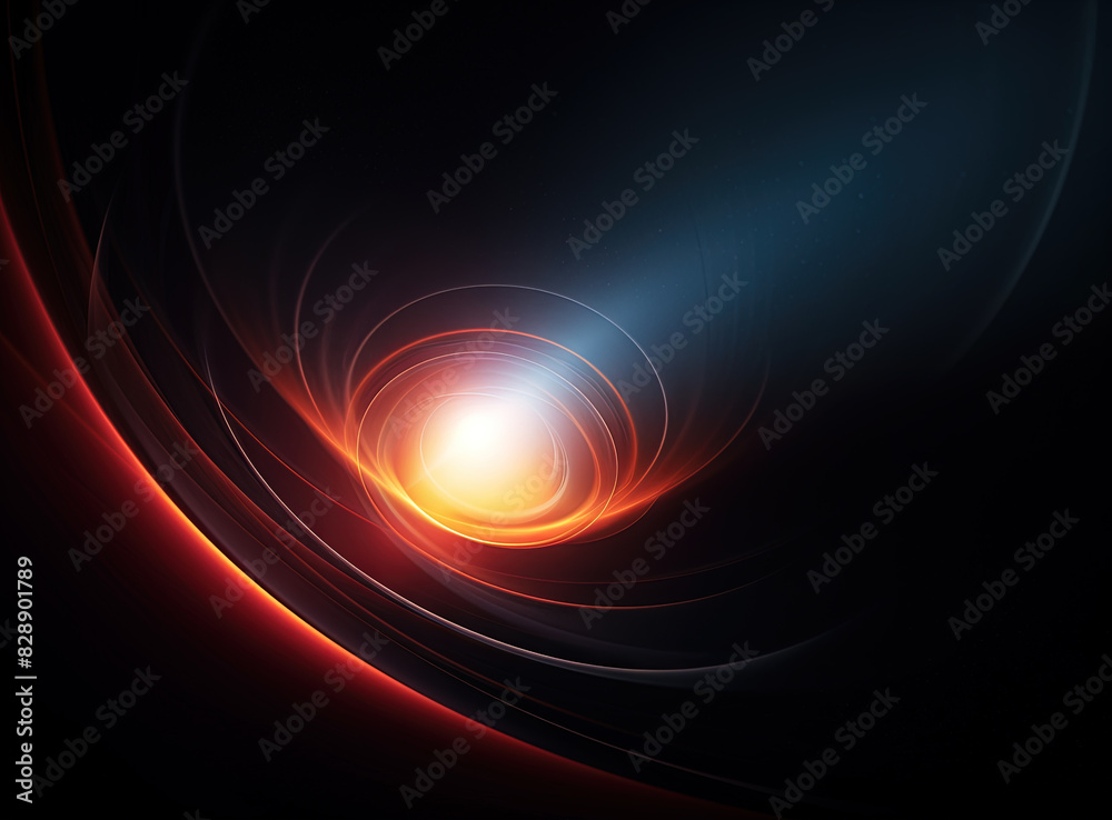 Poster Light flare in the dark space. Abstract background with shiny lens glare effect.