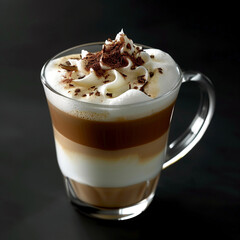 Layered Cappuccino with Whipped Cream and Chocolate