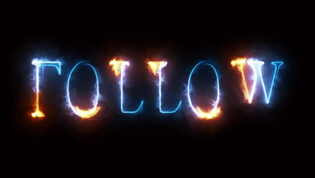 Social media follow editable 3d vector text style effect on black background.