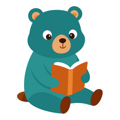 cute bear seatting read a book