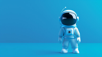 A Cartoon Astronaut Waving on a Blue Background
