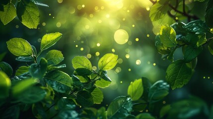 Peaceful Green Gradient Background with Soft Blurred Lights on Transparent Backdrop
