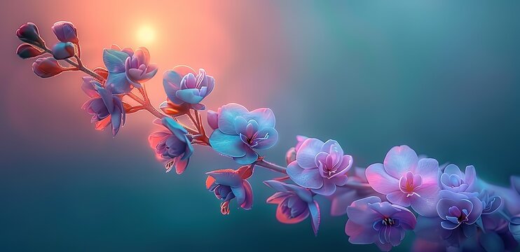 Purple flowers in the photo in the afternoon