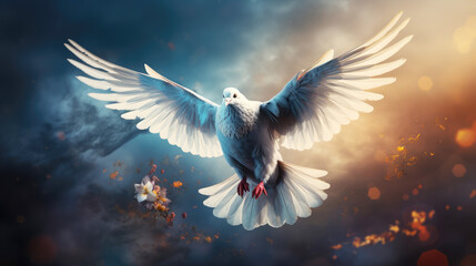 Obraz premium generated illustration of flying dove of freedom for International Day of Peace