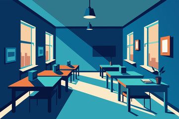 class room vector art illustration