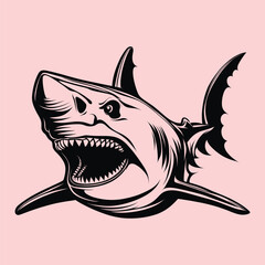 Cool simple black vicious shark outline tattoo