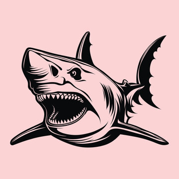 Cool simple black vicious shark outline tattoo
