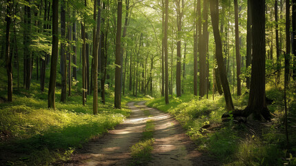 Fototapeta premium A forest path with trees in the background