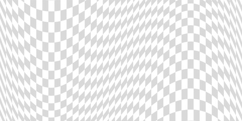 Banner twisted convex seamless chessboard, checkerboard optical illusion mosaic pattern, checkered background distortion wave – stock vector
