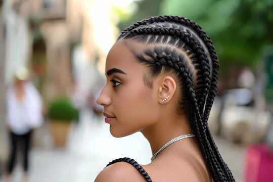 Cornrows - Tracing back to ancient Africa, cornrows involve braiding the hair close to the scalp in neat rows or intricate patterns, showcasing skill and cultural heritage 