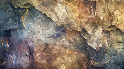 A rock wall with a variety of colors and textures