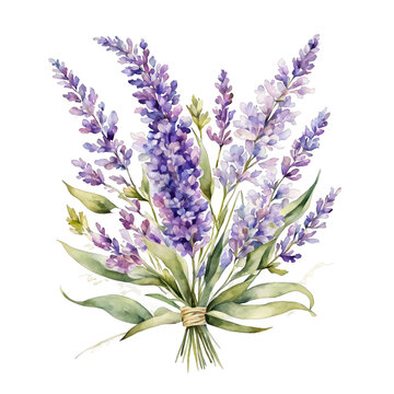 recommend clip art: Watercolor illustration, clipart isolated, lavender flowers bouquet