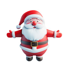 Obraz premium Transparent PNG of A festive Santa Claus figurine joyfully stands on a snowy white surface