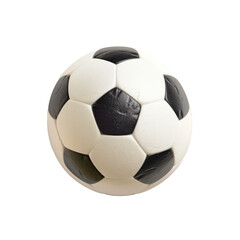 Fototapeta premium Transparent PNG of A stylish black and white soccer ball sits on a pristine white background