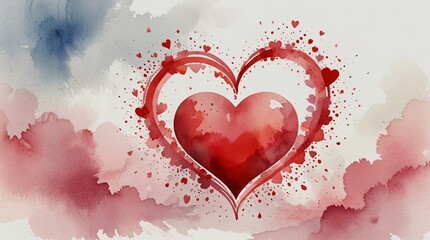 watercolor love shape vallentine theme