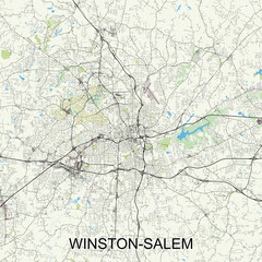 Winston-Salem, North Carolina, United States map poster art
