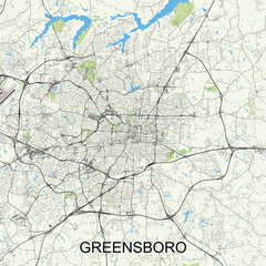 Greensboro, North Carolina, United States map poster art