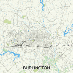 Burlington, North Carolina, United States map poster art