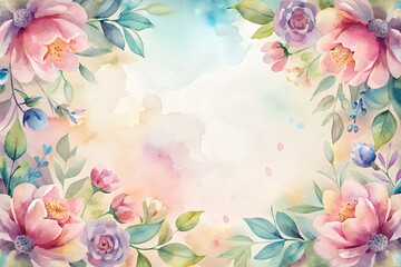 Delicate floral watercolor frame design