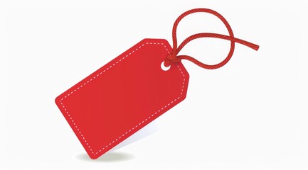 Minimalist Red Price Tag Vector Illustration on White Background. Simple 2D Flat Design with Clean Lines and Colors for E-commerce and Retail Graphics.