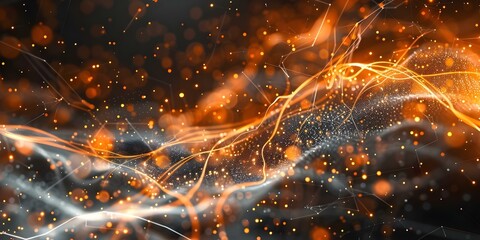 Describe Big data flow in cyber space connecting fields through digital technology. Concept Big Data, Cyber Space, Data Flow, Digital Technology, Field Interconnectivity