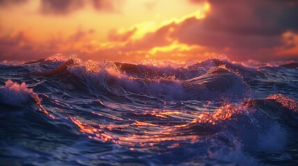 Waves being covered by the sunset