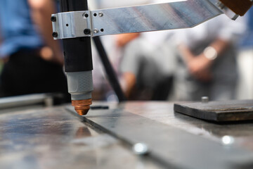 Automatic welding robot in a modern factory in operation.