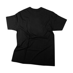 Blank t-shirt black template front and back view on white background. Short Sleeve mock-up