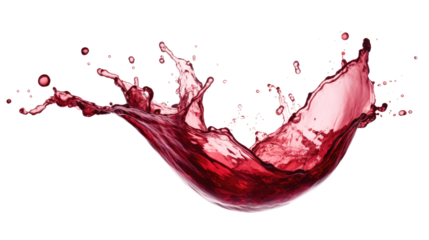 red wine splash isolated on white or transparent png