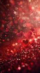 A collection of hearts suspended in mid-air, creating a whimsical and romantic scene