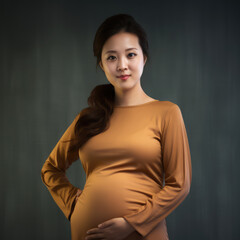 Portrait of a pregnant Asian Thai Chinese Korean woman mother candidate