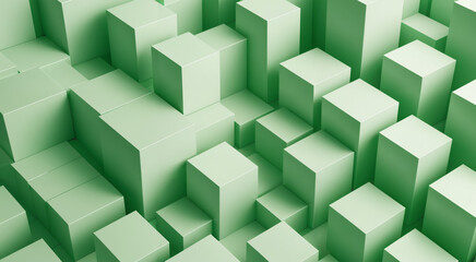 Obraz premium green white boxes abstract art