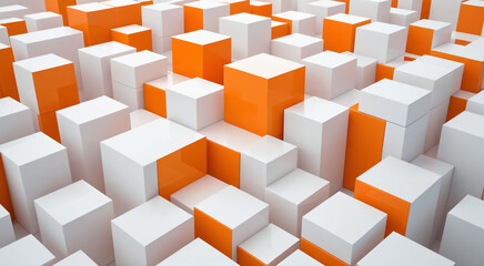 orange and white concept art, abstract art of boxes