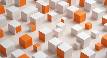 Obraz premium orange and white concept art, abstract art of boxes