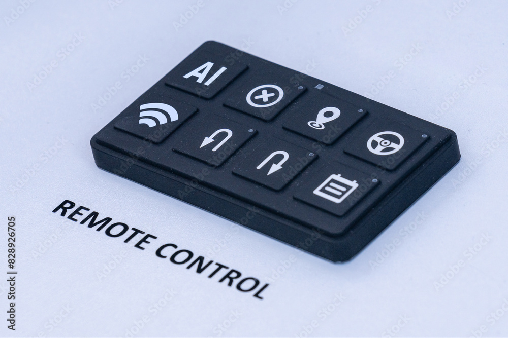 Poster Remote control dashboard with buttons. Autonomous driving.