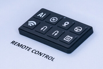 Remote control dashboard with buttons. Autonomous driving.