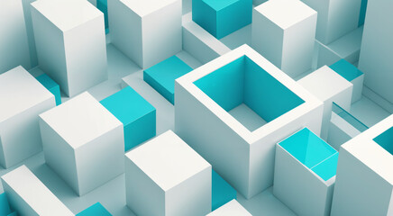 Fototapeta premium blue and white boxes concept art, abstract art