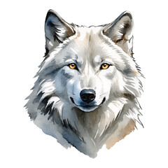 White Wolf Hand Drawn Watercolor Painting Illustration
