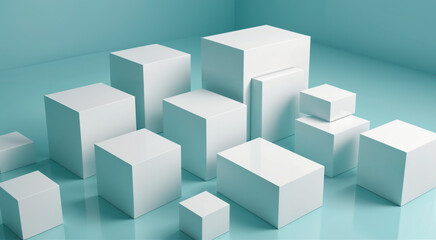 Obraz premium blue and white boxes concept art, abstract art