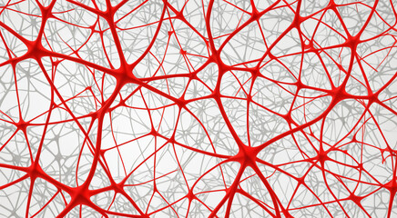 Obraz premium red and white neurons and connecttions