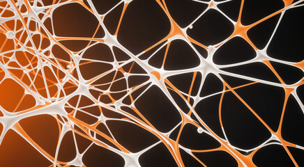 orange and white concept art, neurons and connections