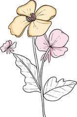 Obraz premium Manilas Spring Wild Flower line Art Style
