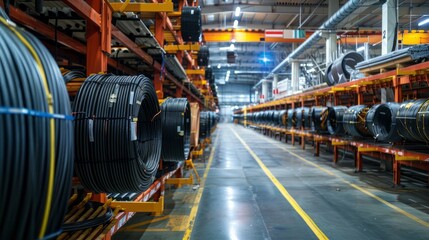 Obraz premium Large industrial cable production line.
