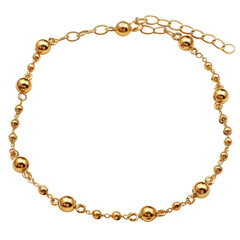 Elegant Gold Beaded Bracelet with Adjustable Clasp, Isolated without Background