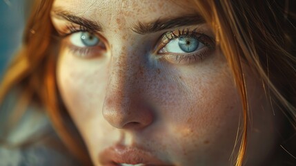 beautiful woman with a melancholic gaze, her eyes conveying a sense of longing and introspection