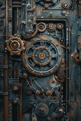 An intricate, clockwork-inspired lock mechanism, interlocking gears and coded symbols representing the complexities of encryption, photorealistic