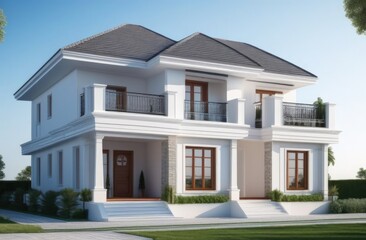 Obraz premium model of mansion house. concept of selling house, home insurance, rental, suburban real estate.