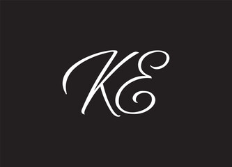 KE Cursive Letter Initial Logo Design Template Vector Illustration