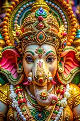 beautiful decorated hindu lord ganpati idol for ganesh chaturthi celebration