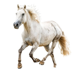 Fototapeta premium White Horse Running Isolated Without Background, Showcasing Movement and Grace